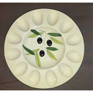 Vintage Pizzato Italian Deviled Egg Holder, Olive Branch, Tuscany, Grandma's...